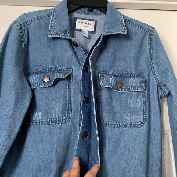 Forever 21 Long Sleeve Denim Romper Size L 🌷🪷🌻 - Picture 5 of 13